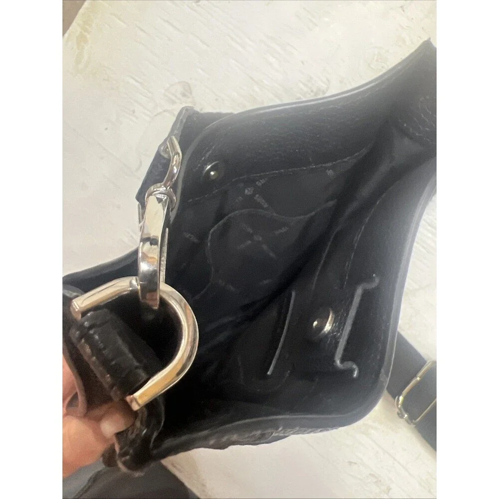 Michael Kors Briley Small Black Gold Pebbled Leather Messenger Crossbody Handbag